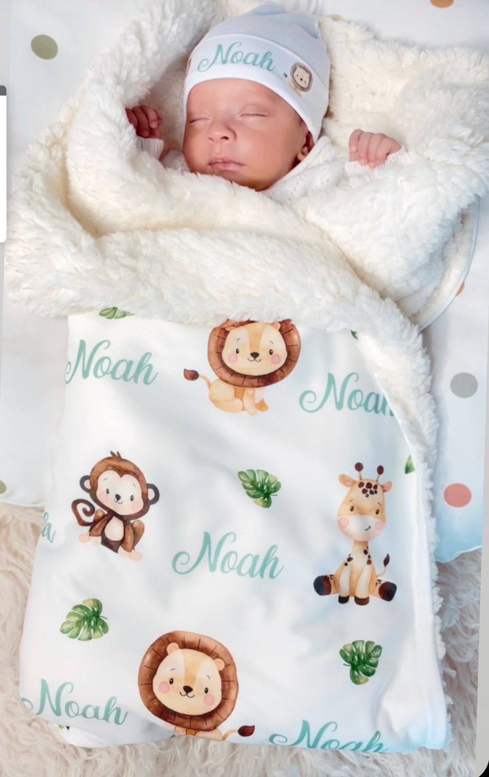 Manta bebé personalizada con tela a elegir - Anuski's World