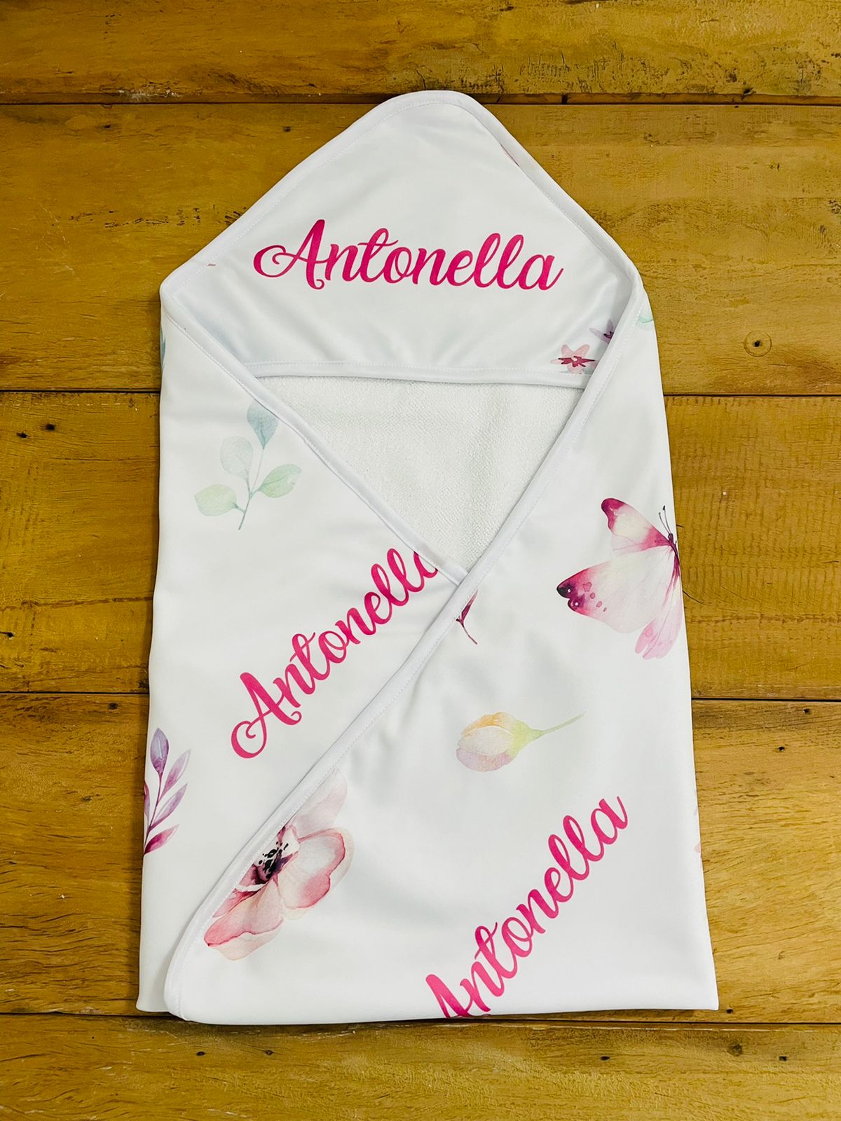 009 - MANTA PARA BEBÊ PERSONALIZADA FLOR AQUARELADA - FB ENXOVAIS  PERSONALIZADOS LTDA